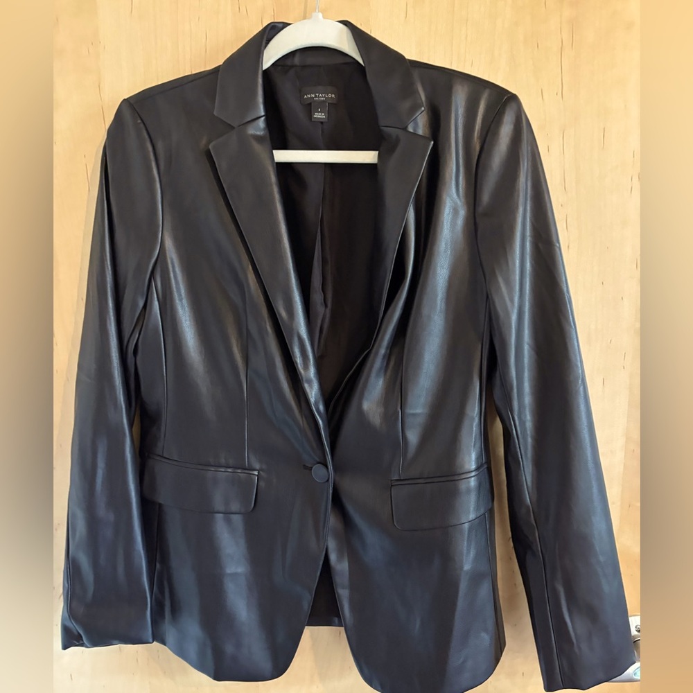 Anne Taylor Vegan Leather Blazer